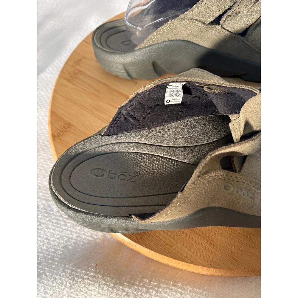 Oboz Campster Mens 11 Suede Woven Slide Sandals Taupe Olive Hiking Clogs